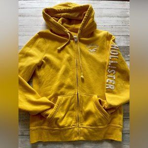 Hollister Bright Yellow Zipper Hoodie Size L